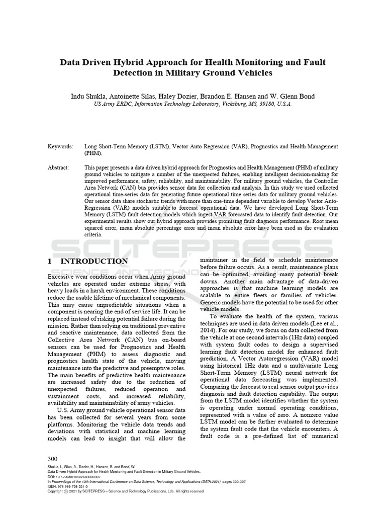 Data Driven Hybrid Approach For Health Monitoring and Fault Detection ...