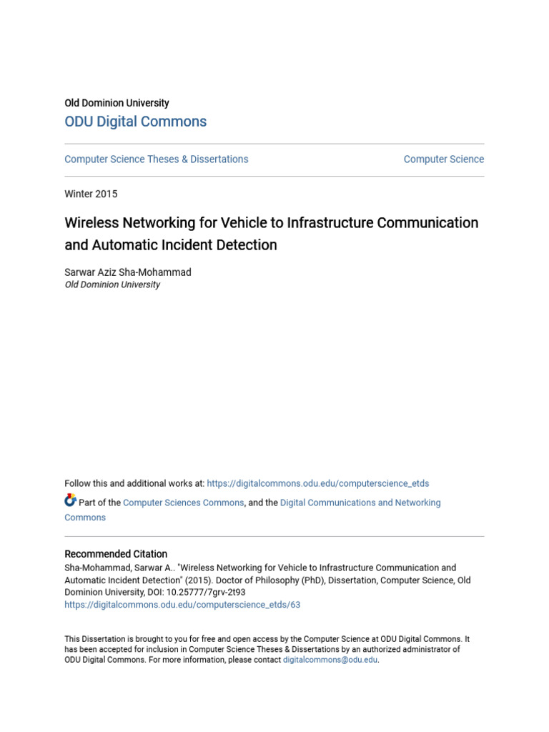 Wireless Networking For Vehicle To Infrastructure Communication A | PDF