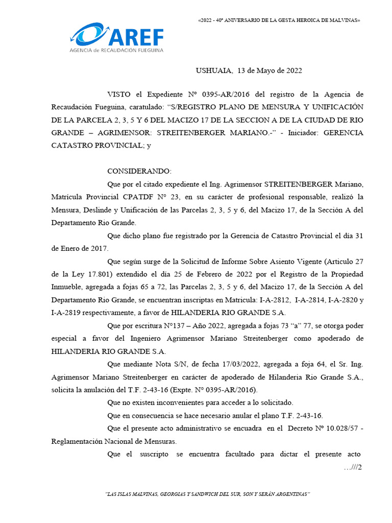 Disp - DGC-AREF - 072-22 DE ANULACIÓN - FIRMADO | PDF