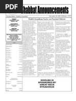 December 24 Shabbat Announcements