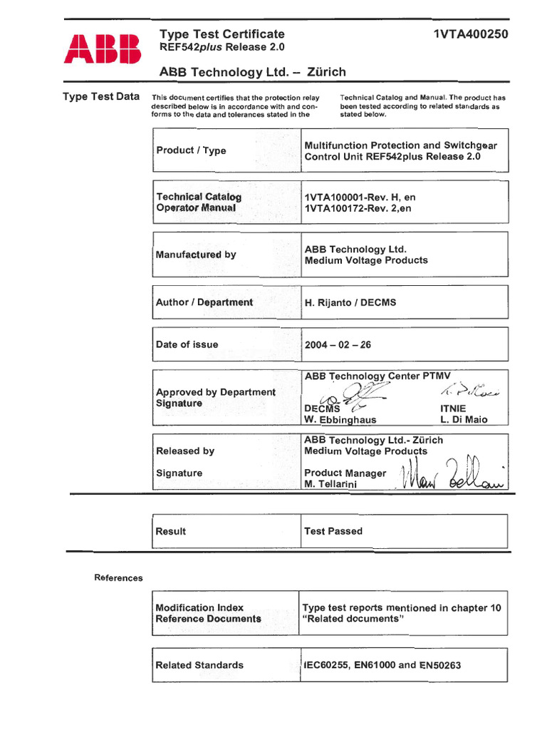 Type test certificate r20 pdf