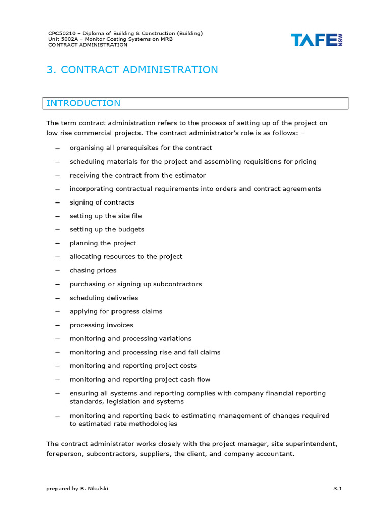 Contract Administration in Building Projects | PDF | Economies | Business