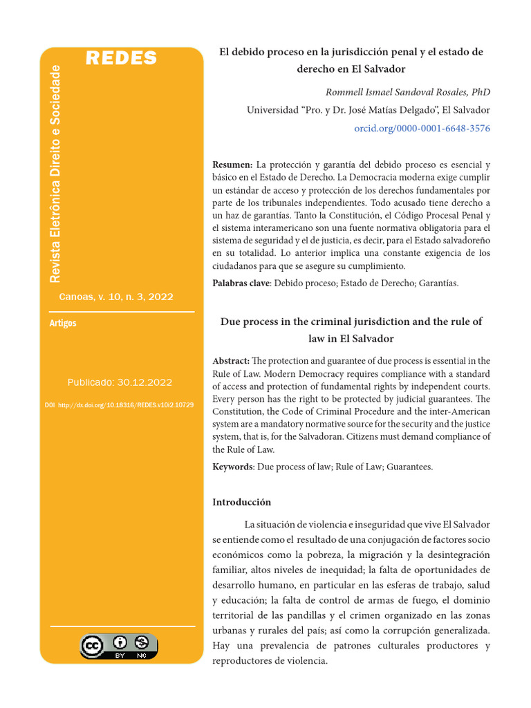 Debido Proceso y Estado de Derecho en El Salvador | PDF | Fiscal ...