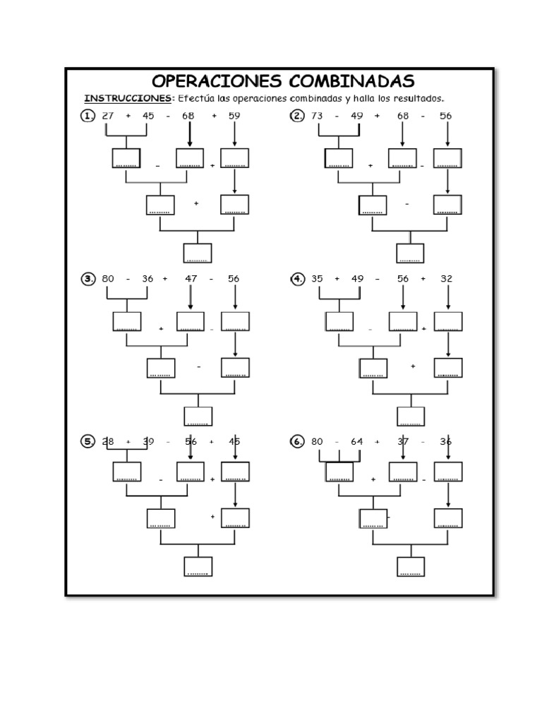 Operaciones Combinadas Segundo Grado de Primaria | PDF
