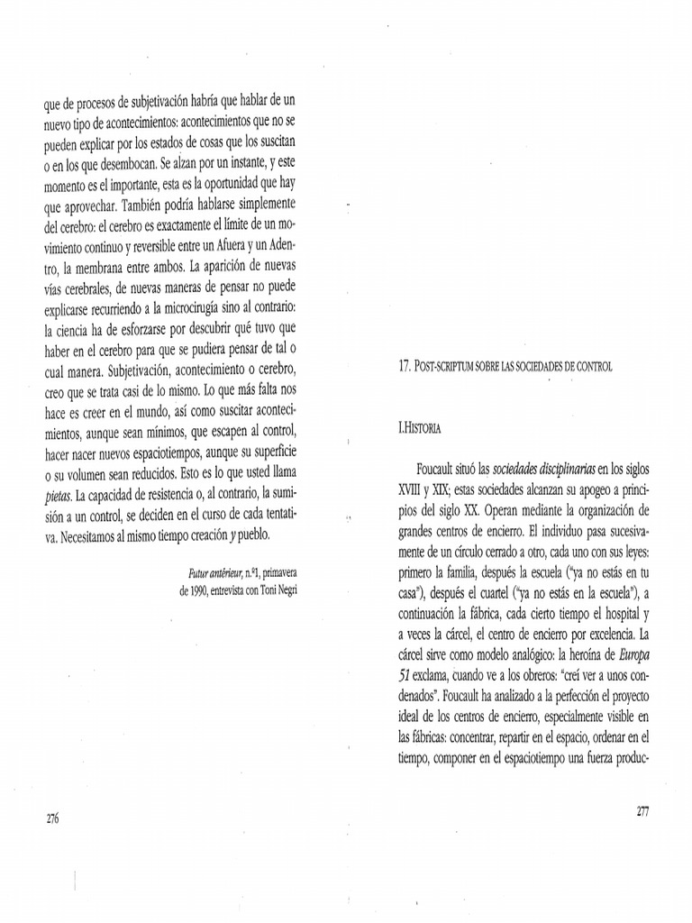 12 - Deleuze - Post - Scriptum Sobre Las Sociedades de Control | PDF