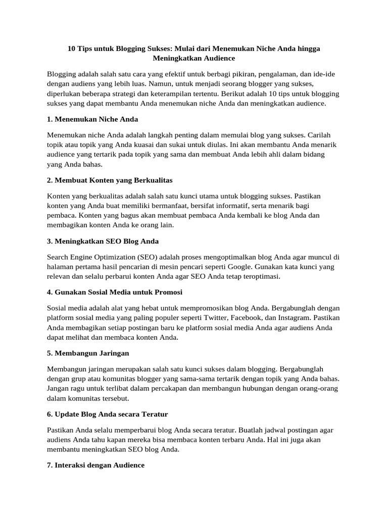 10 Tips Untuk Blogging Sukses Pdf