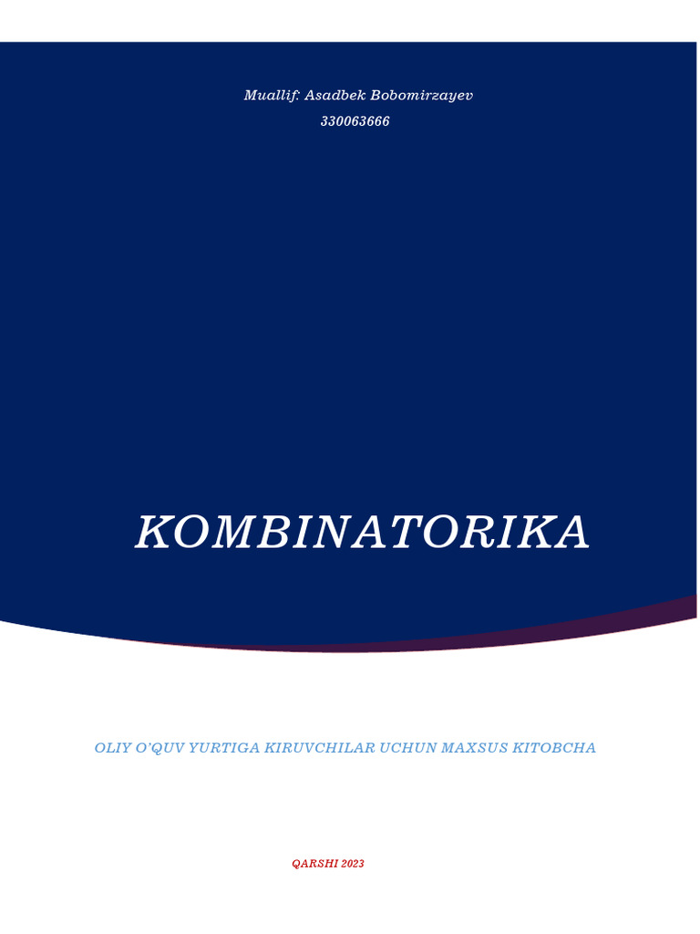 Kombinatorika Kitobcha | PDF