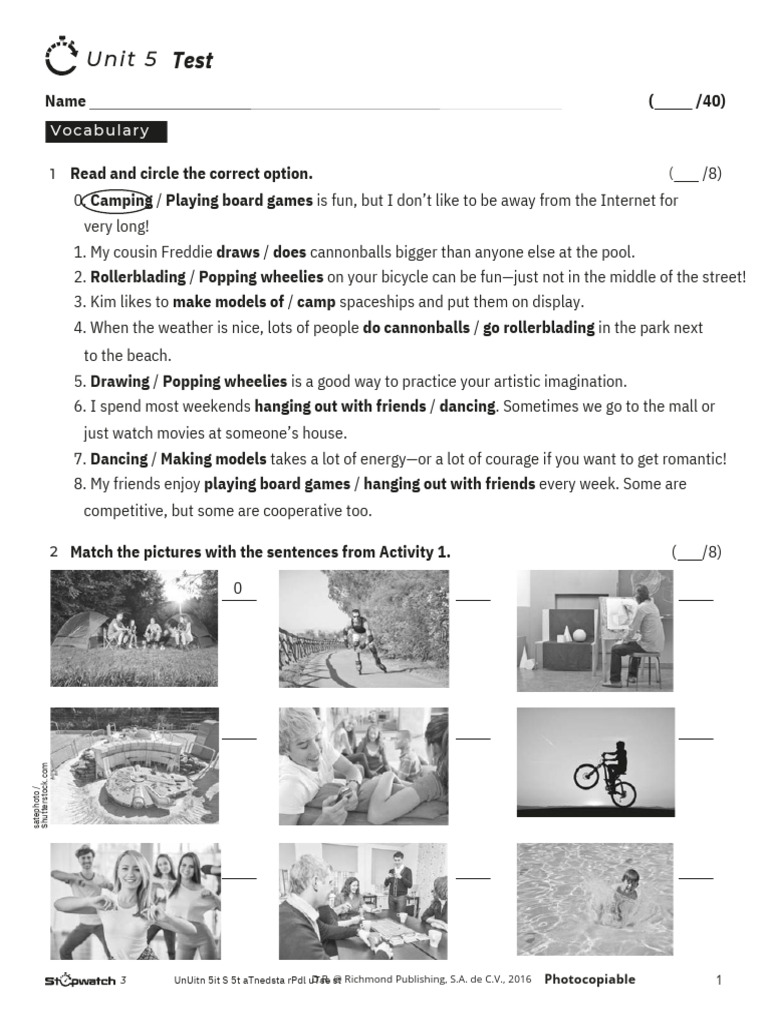 Stopwatch 3 Standard Test U5 PDF | PDF