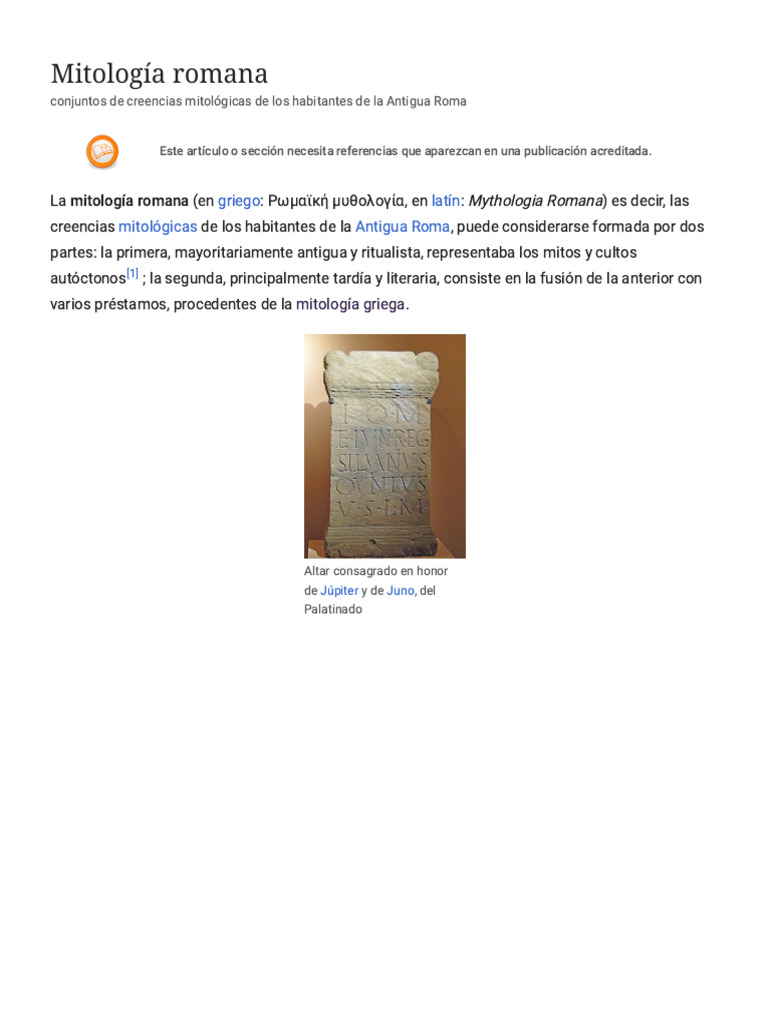 Mitología Romana: Creencias y Mitos | PDF | Mitología romana | Mitología