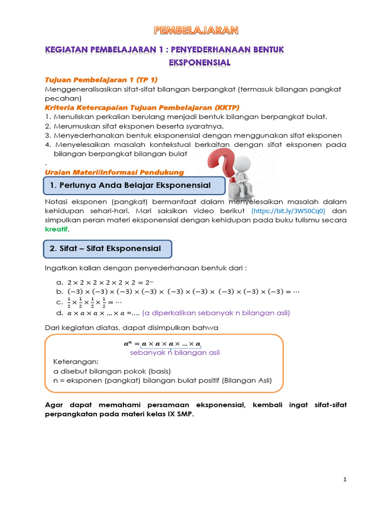 KB 1 Penyederhanaan Bentuk Eksponen Legal | PDF