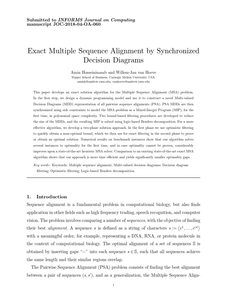 Sequence Alignment IJOC | PDF