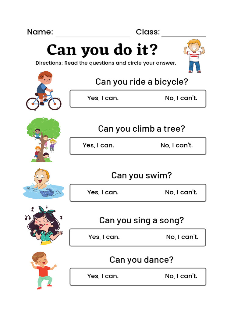 Look at The Table and Complete The Sentences With Can or Can't. | PDF