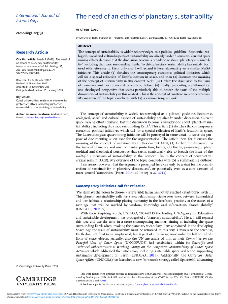 The Need of An Ethics of Planetary Sustainability | PDF ...