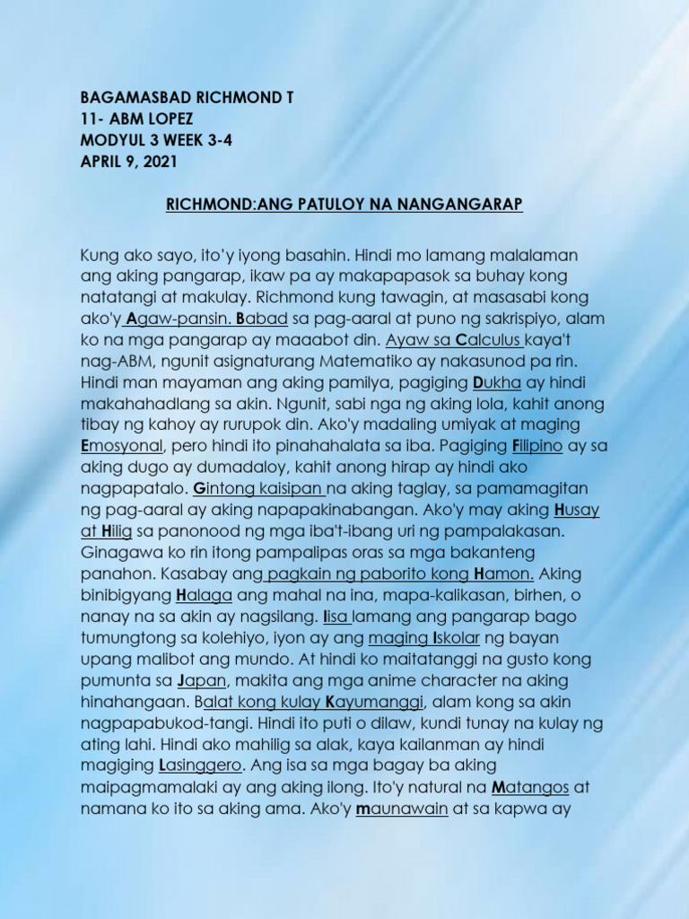 Pagsulat Assignment 3 | PDF