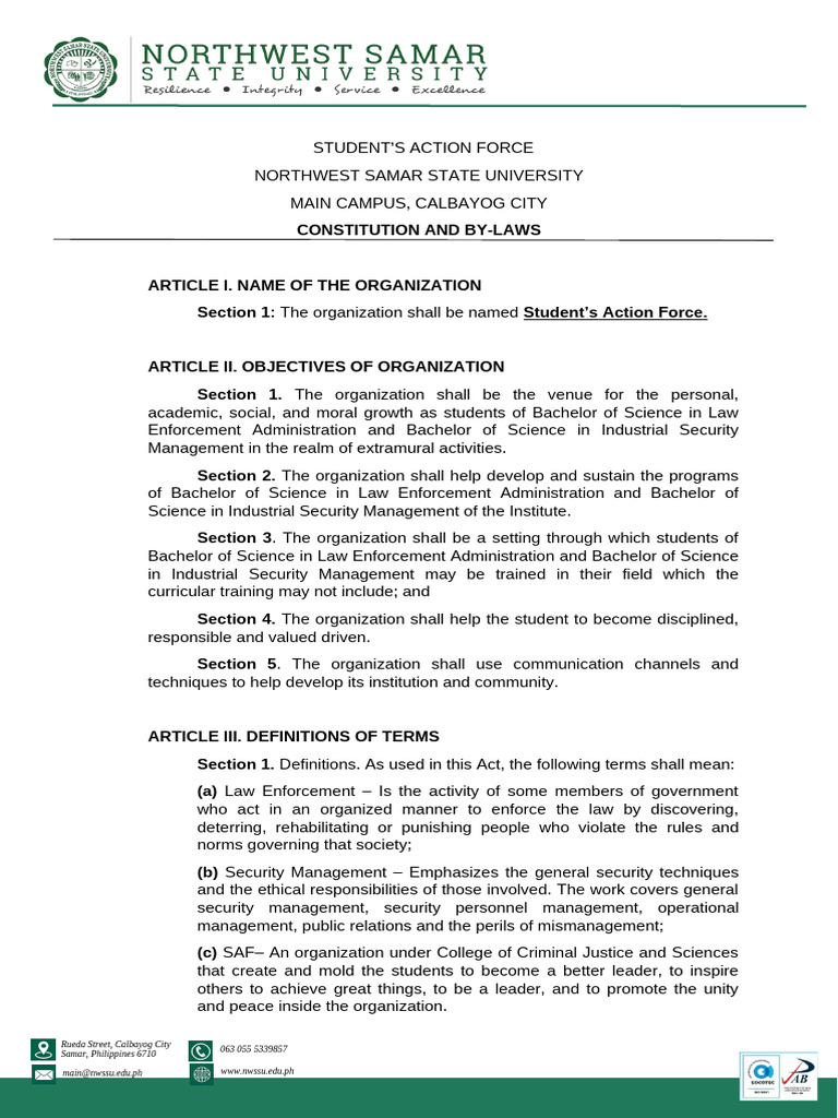 Special Action Force SAF REVISED BY LAWS | PDF | Committee | Career ...
