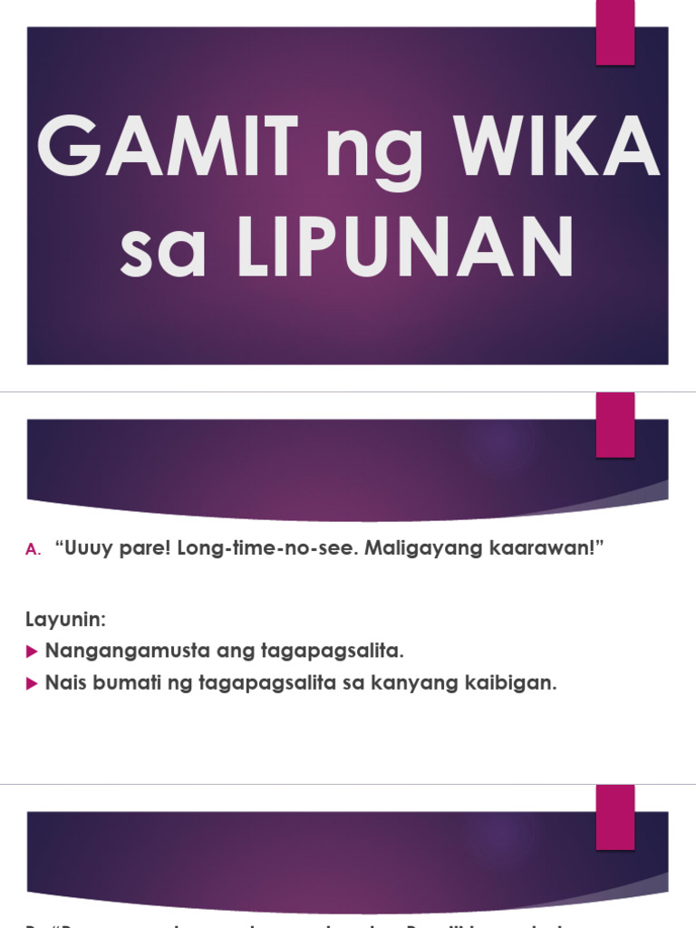 GAMIT NG WIKA Sa LIPUNAN - PDFPDF | PDF