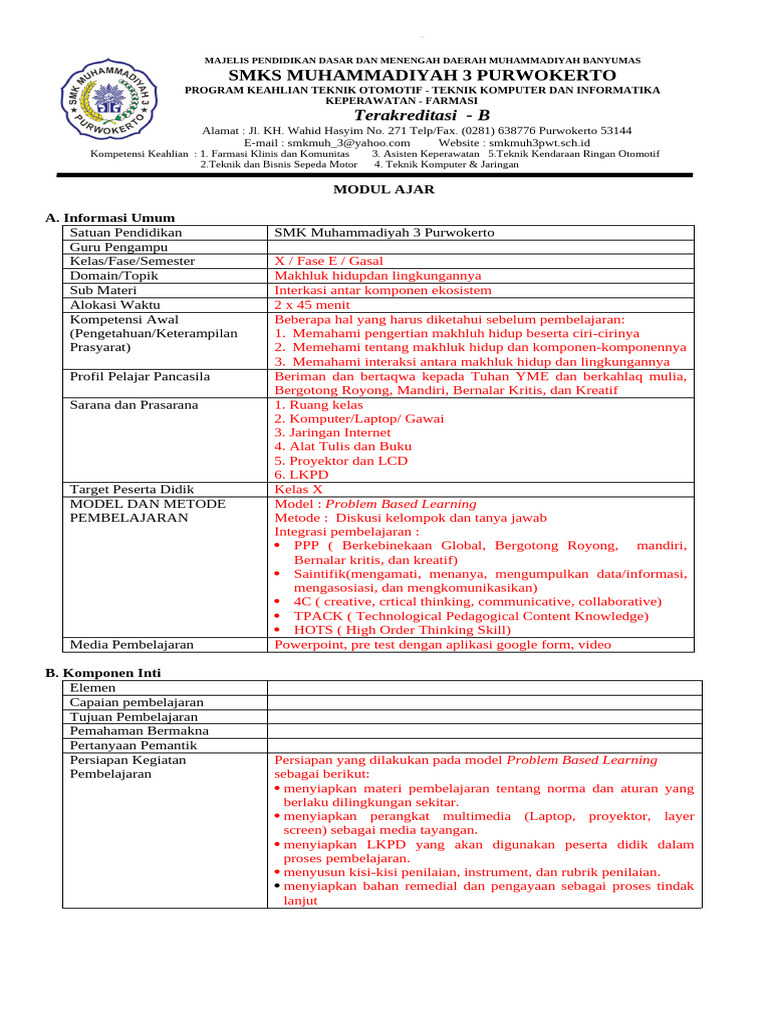 Format Modul Ajar - 082036 | PDF