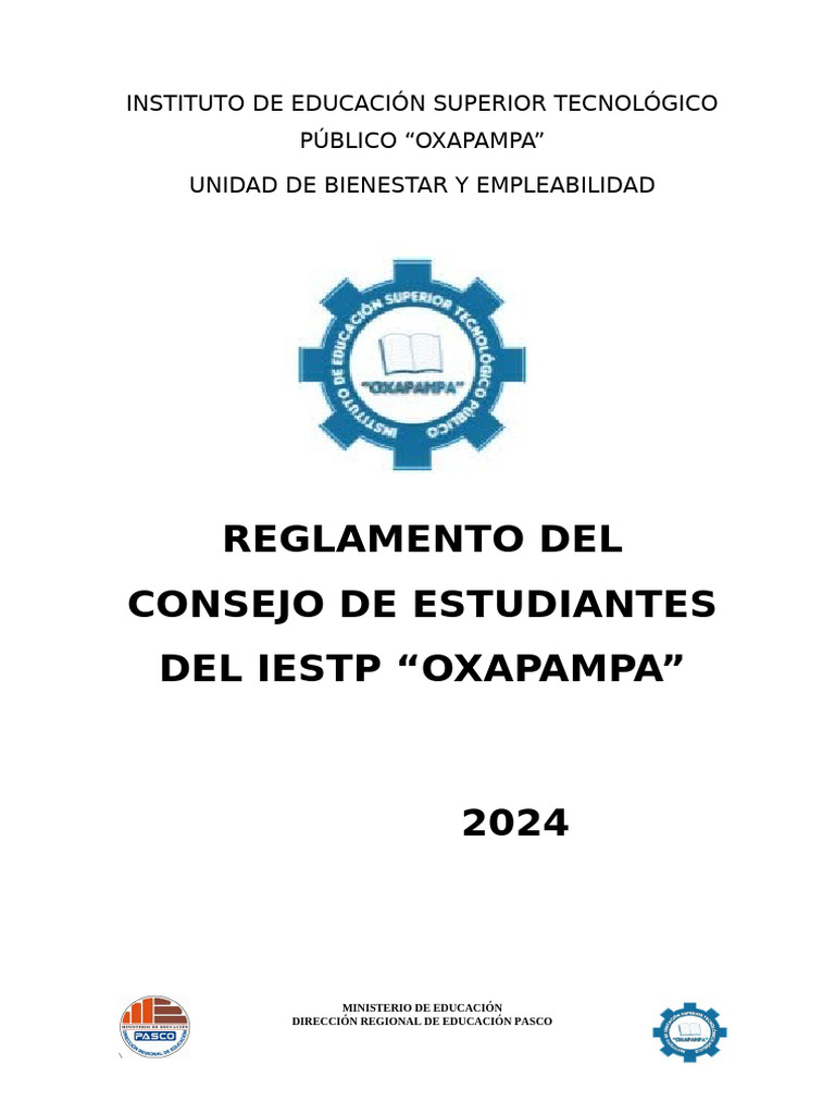Reglamento del Consejo de Estudiantes IESTP Oxapampa | PDF | Educación ...