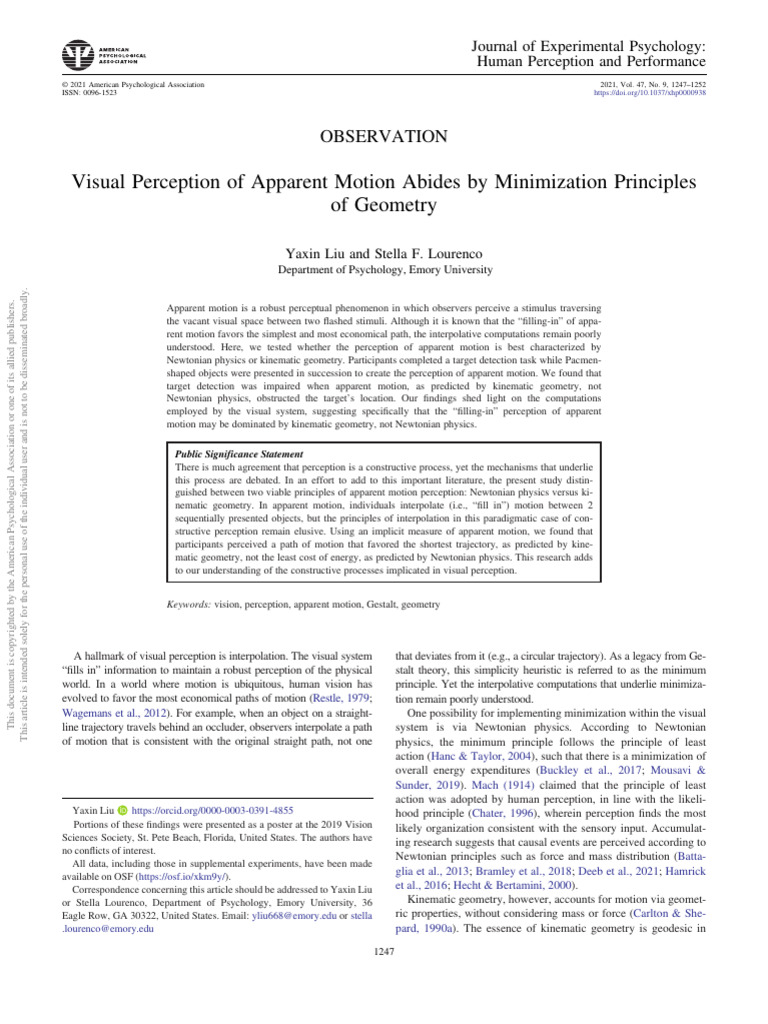 Liu&Lourenco (2021) .Visual Perception of Apparent Motion Abides by ...