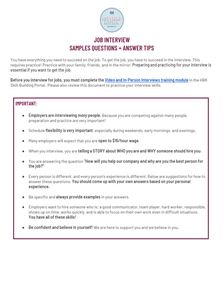 Job Interview Tips: Questions & Answers | PDF | Employment | Career ...