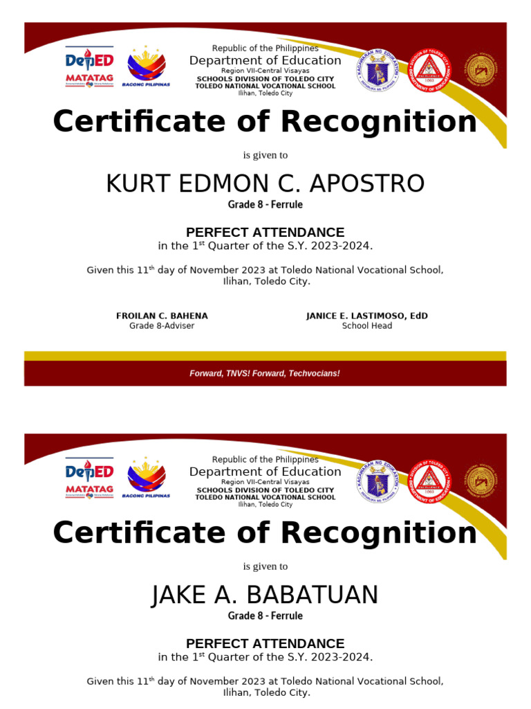 Perfect Attendance PDF