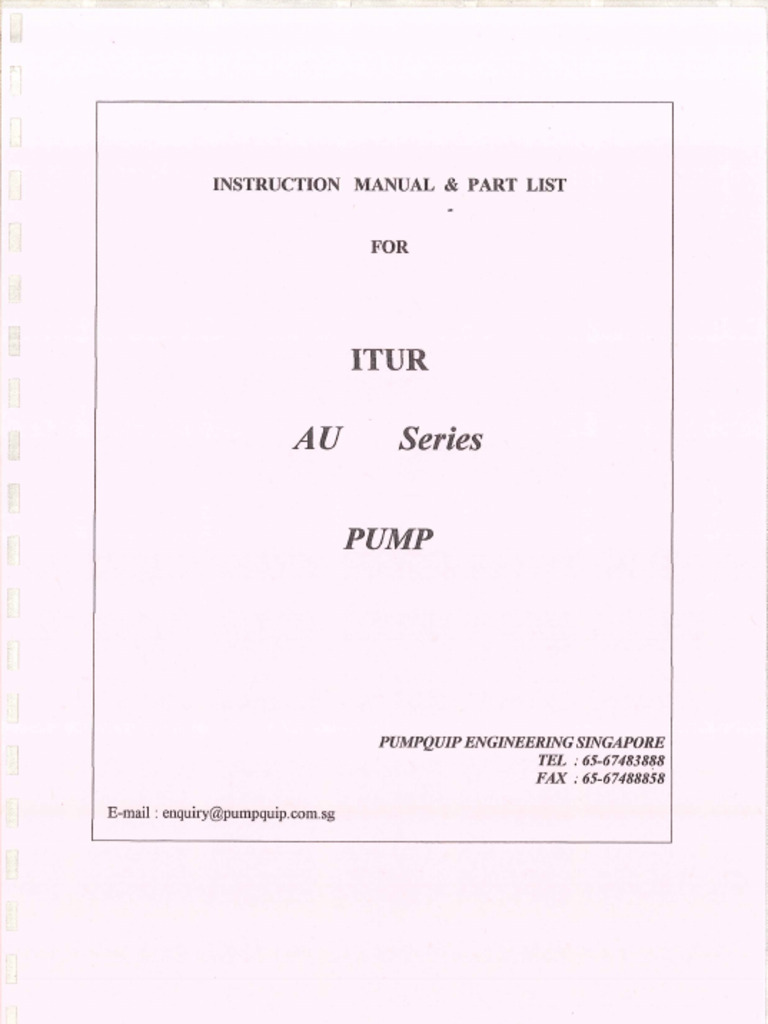 Instruction Manual and Part List ITUR AU Series (E.Fire Pump) | PDF