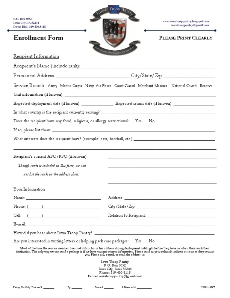 ITP Enrollment Form | PDF
