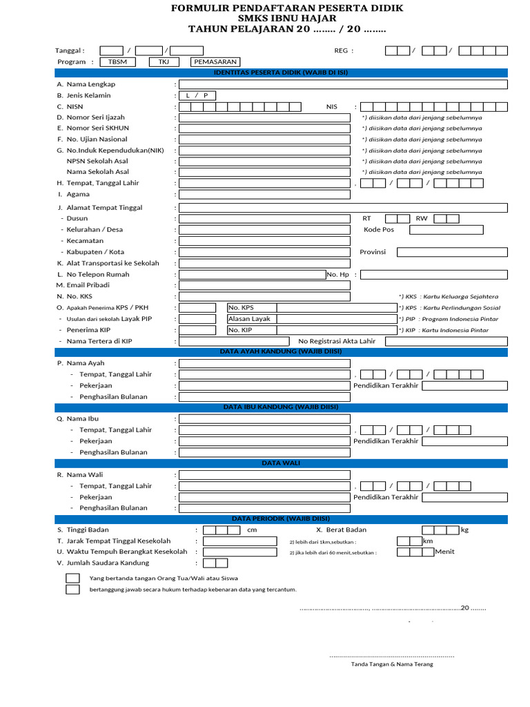 Formulir Peserta Didik 2022 Pdf