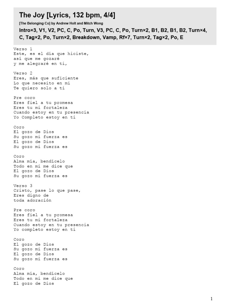 Joy Lyrics And Song