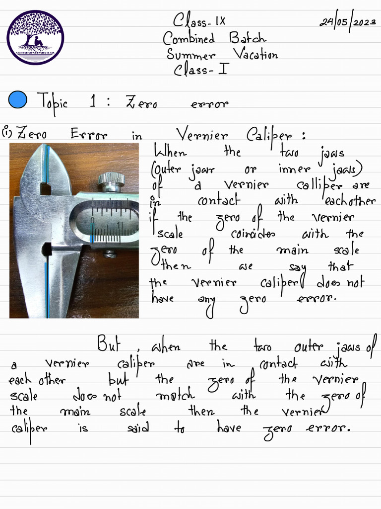 Combined Batch 1 Zero Error - Measurement | PDF