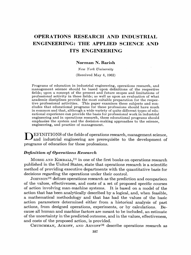 Operations Research and Industrial Engineering | PDF