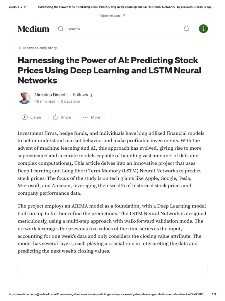 Harnessing the power of ai predicting stock prices using deep