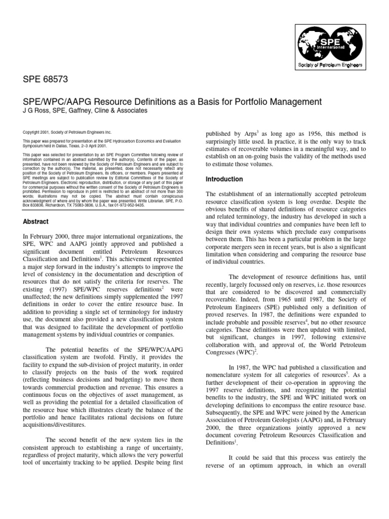 Petroleum Resource Classification Overview | PDF | Risk | Science ...