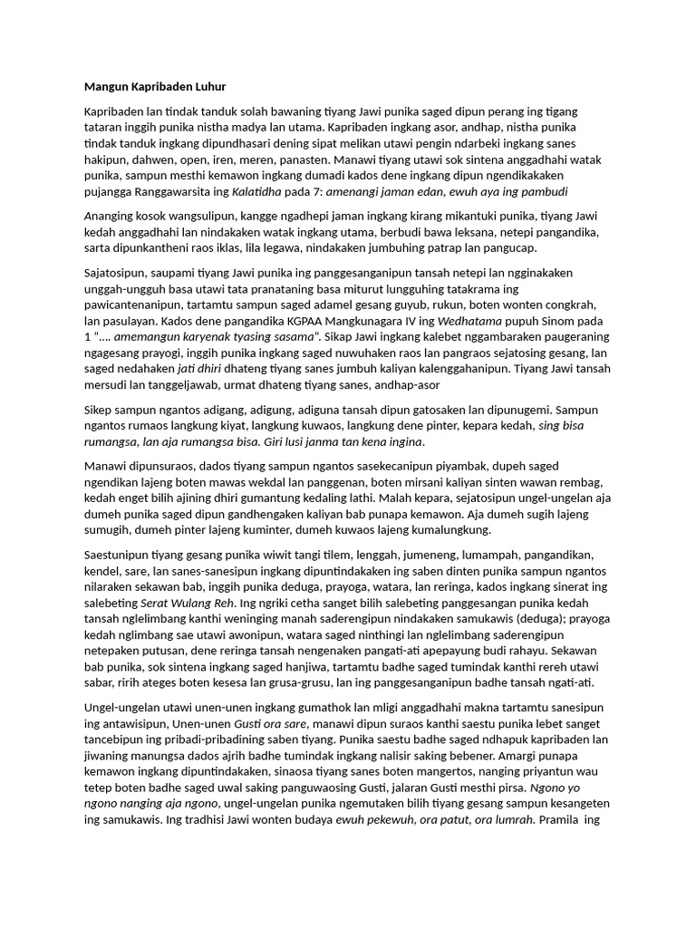 Mangun kapribaden luhur pdf