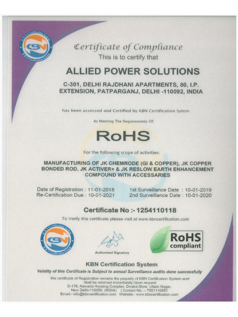 ROHS Certificate | PDF