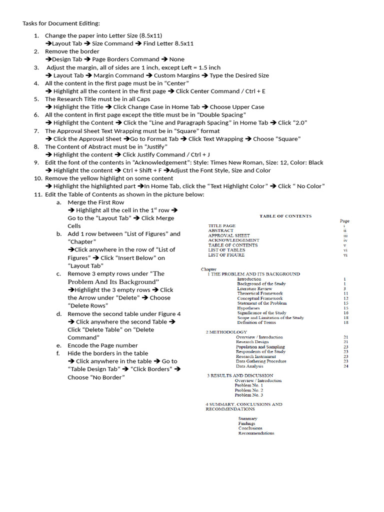 Tasks For Document and Spreadsheet Editing | PDF | Page Layout ...