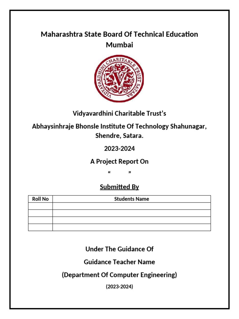 Black Book Cover Page Format | PDF