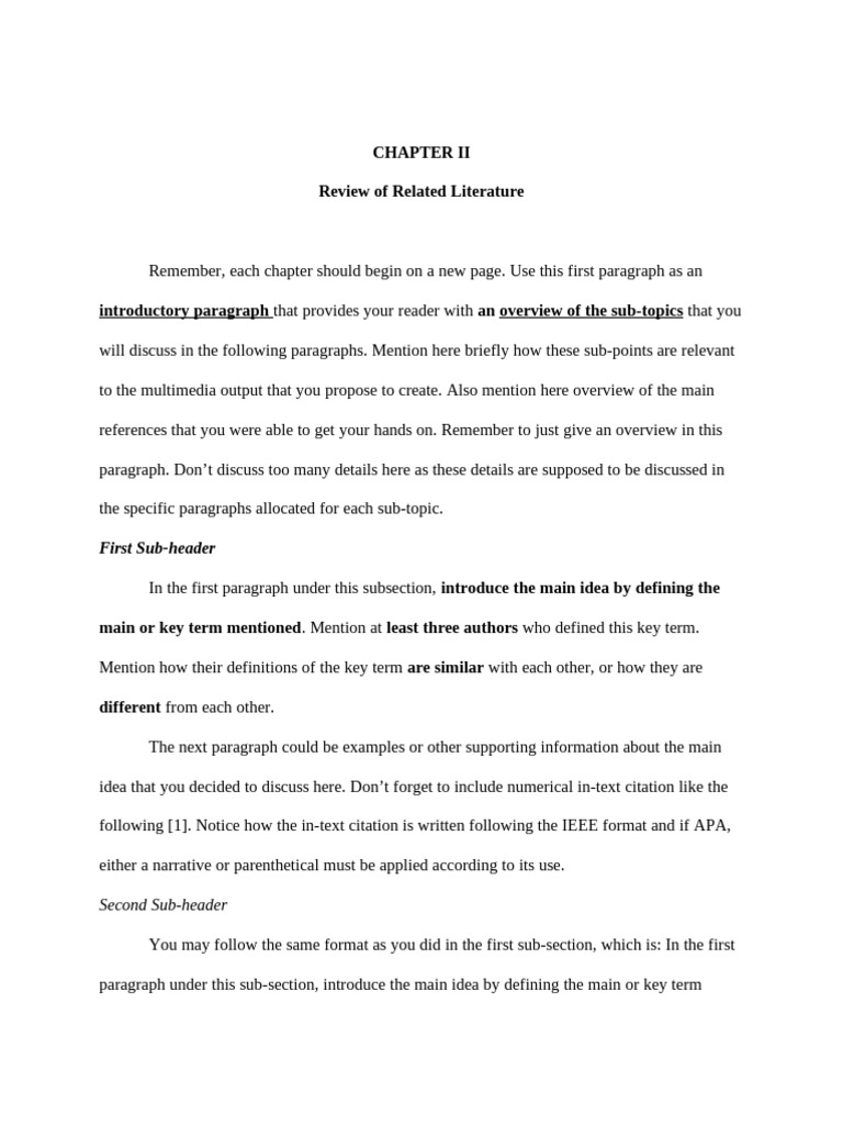 Chapter II Template Review of Related Literature IEEE or APA Format | PDF