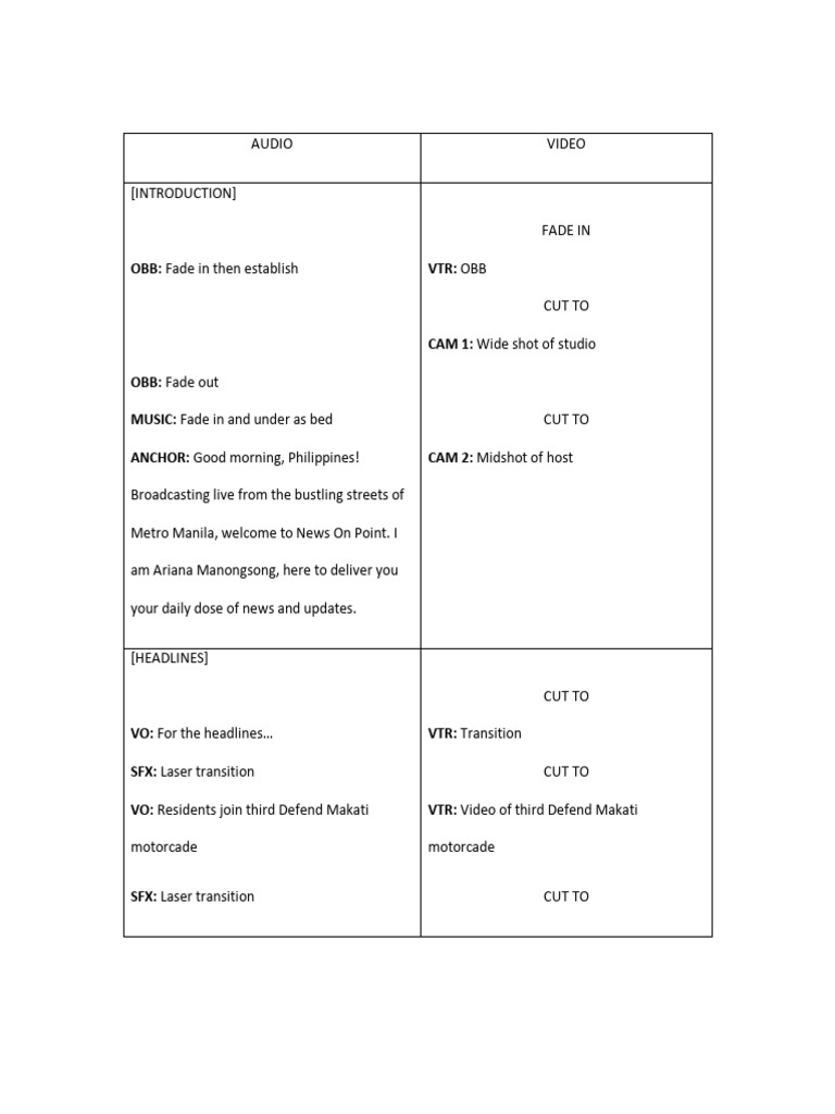 Television Broadcasting Script | PDF