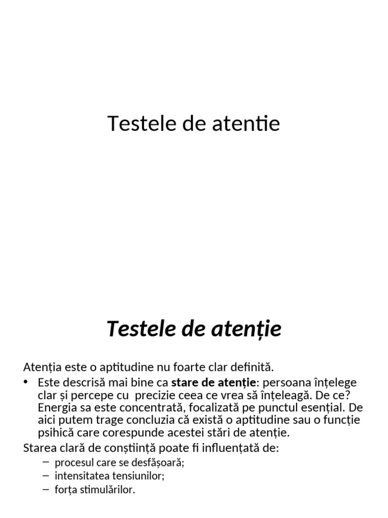 Testele de Atentie | PDF