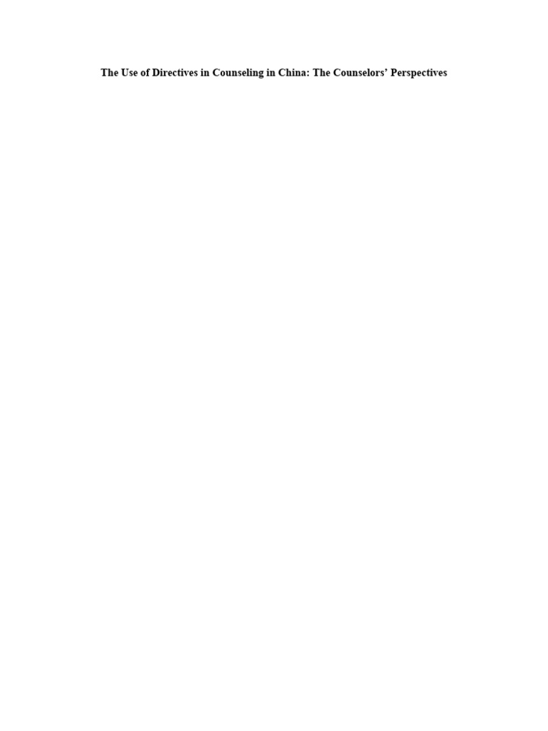 2014 the use of directives in counseling in china the counselors