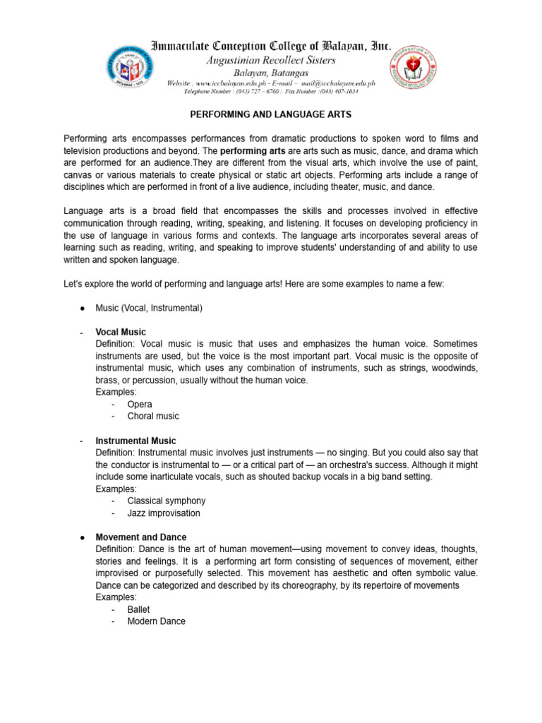 Performing and Language Arts | PDF | Puppetry | Language Arts & Discipline