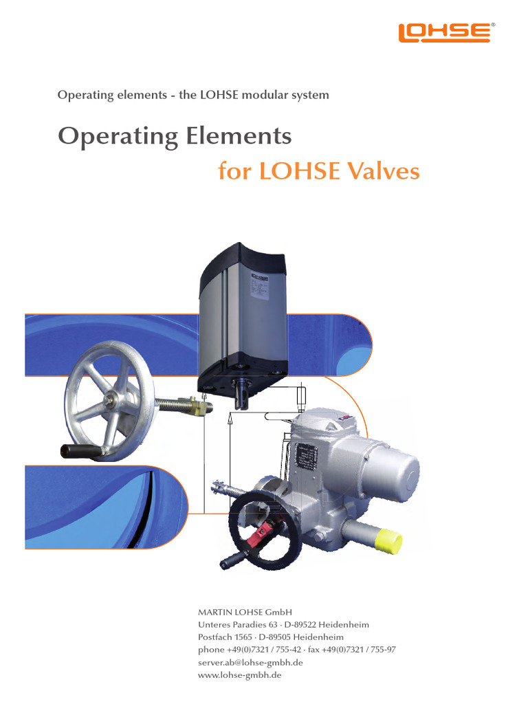 Operating Elements: For LOHSE Valves | PDF