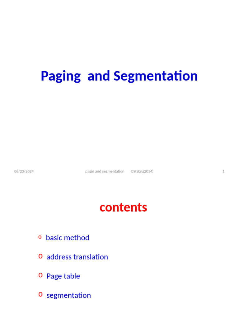 3.1. Paging and Segmentation | PDF