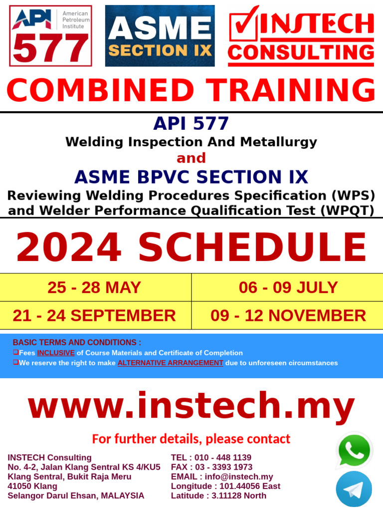 2024-Schedule-COMBINED TRAINING-API 577-ASME IX-WPS-WPQT-INSTECH ...