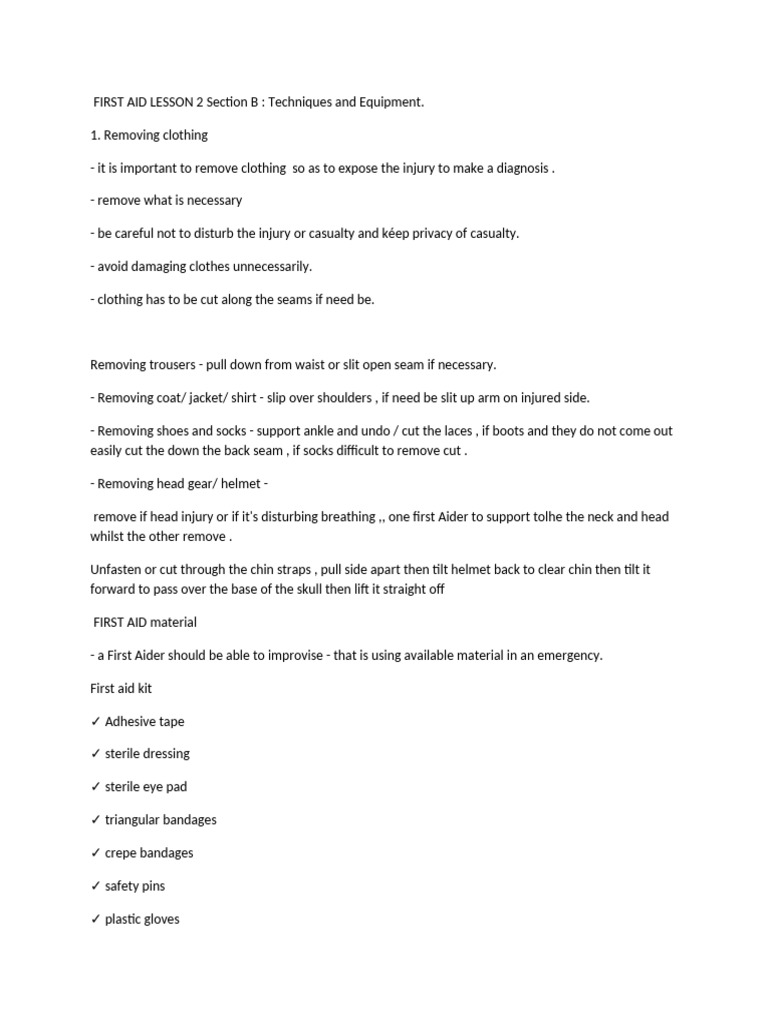 First Aid Section B-1 | PDF