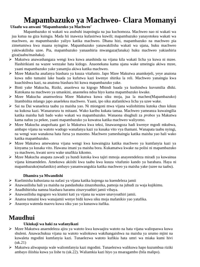 Mapambazuko Ya Machweo PDF