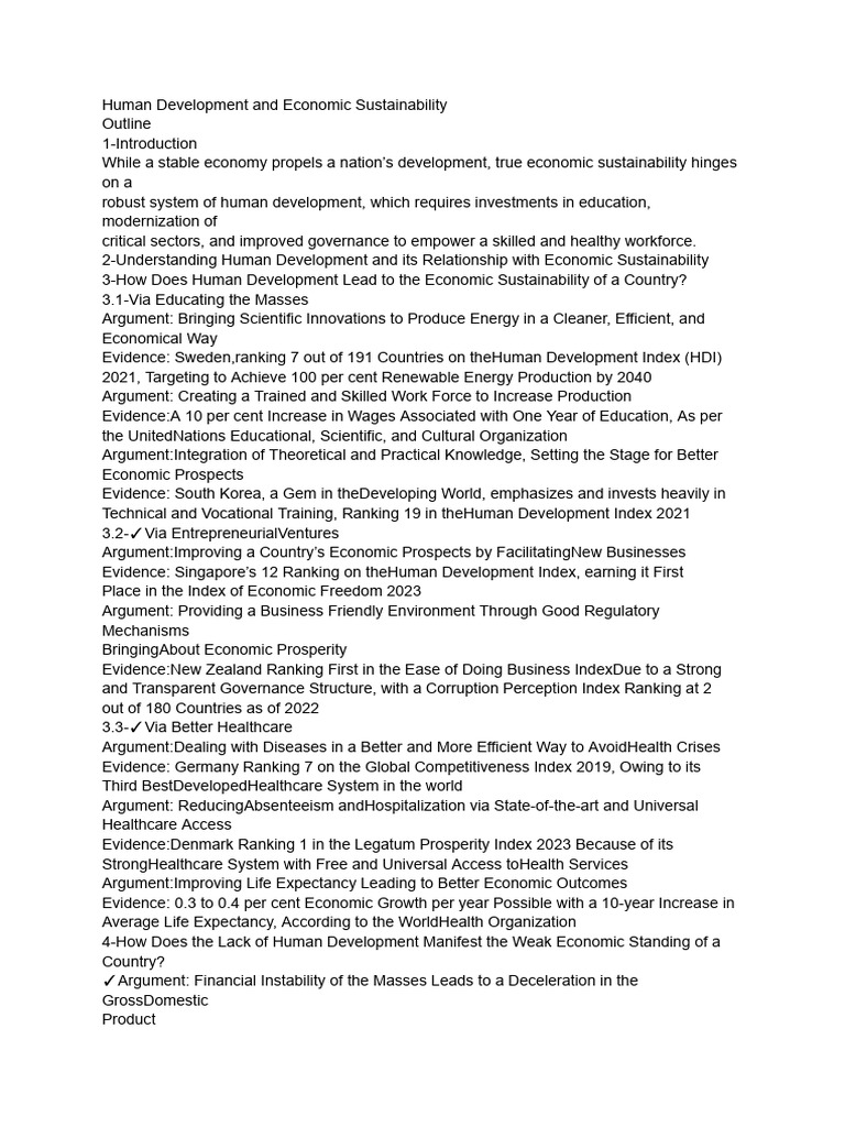 Human Development and Economic Sustainability | PDF | Governance ...