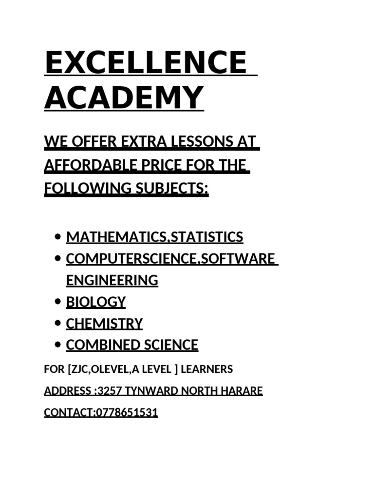 Excellence academy pdf