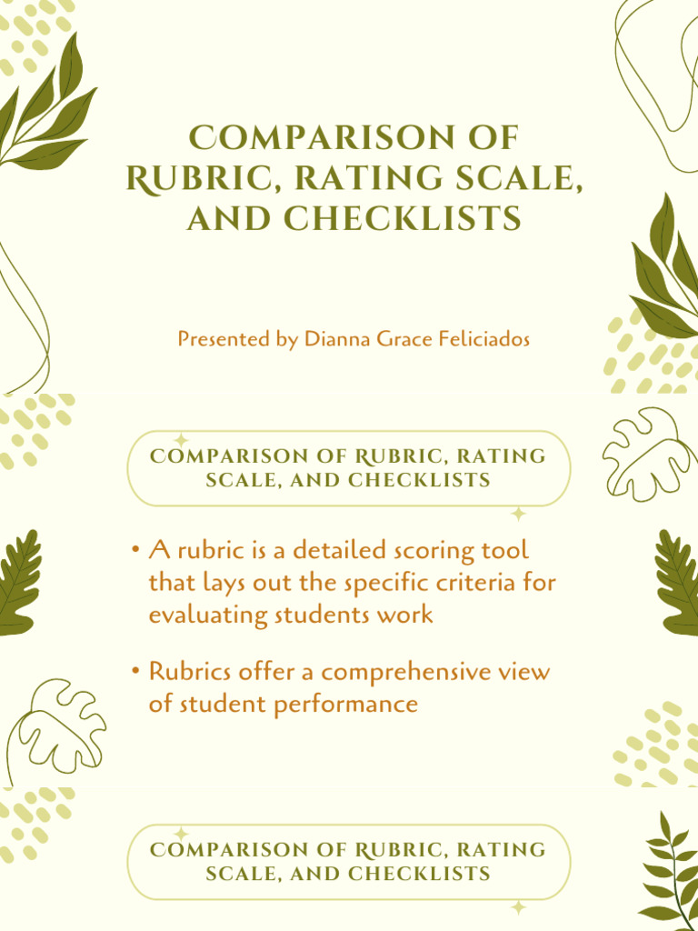 Comparison of rubrics checklist and rating scale pdf
